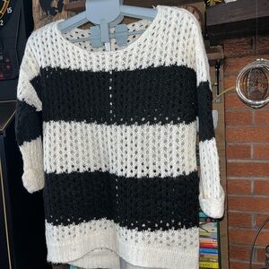 Olivia Sky Black and White Knit Sweater